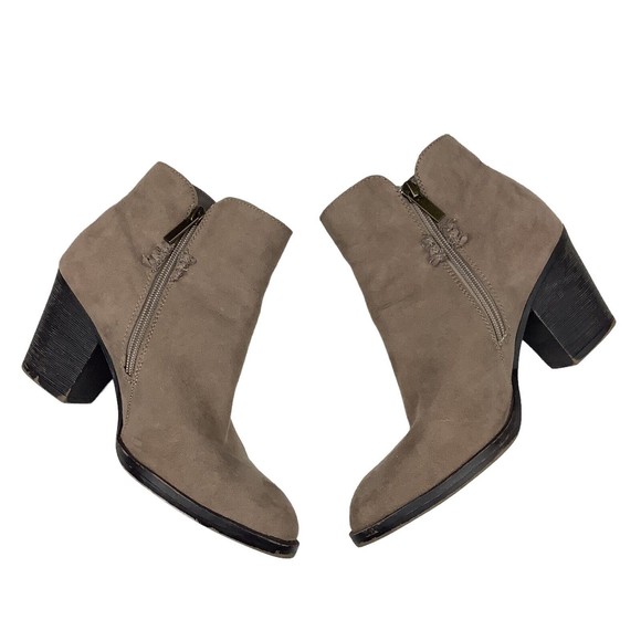 Banboo Avenge Women’s 6.5 Tan Brown Faux Suede Leather Ankle Boots Botties Heel - Picture 4 of 11